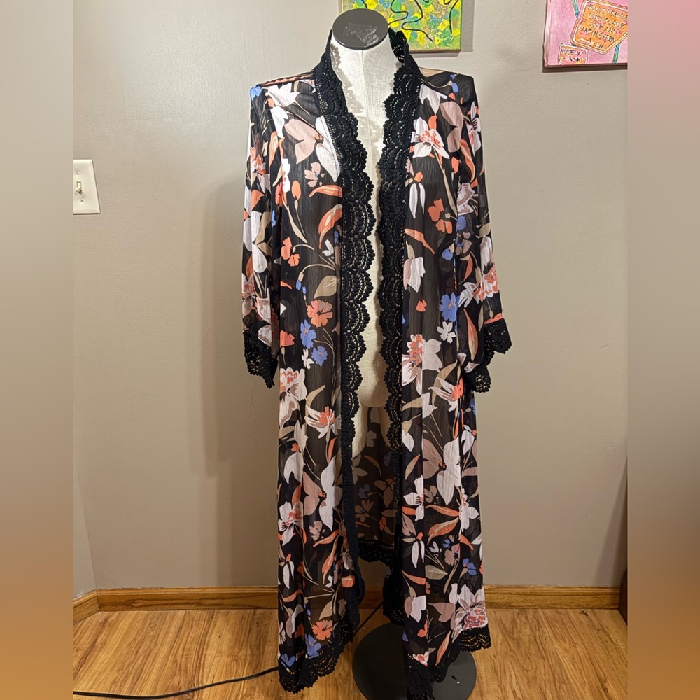 Torrid Black Floral Lace Cardigan